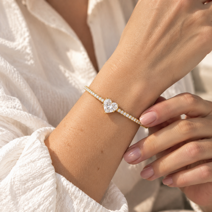 Heart of Love Crystal Cuff Bracelet