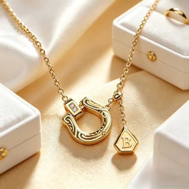 Fortuna Gold Horseshoe Initial Necklace