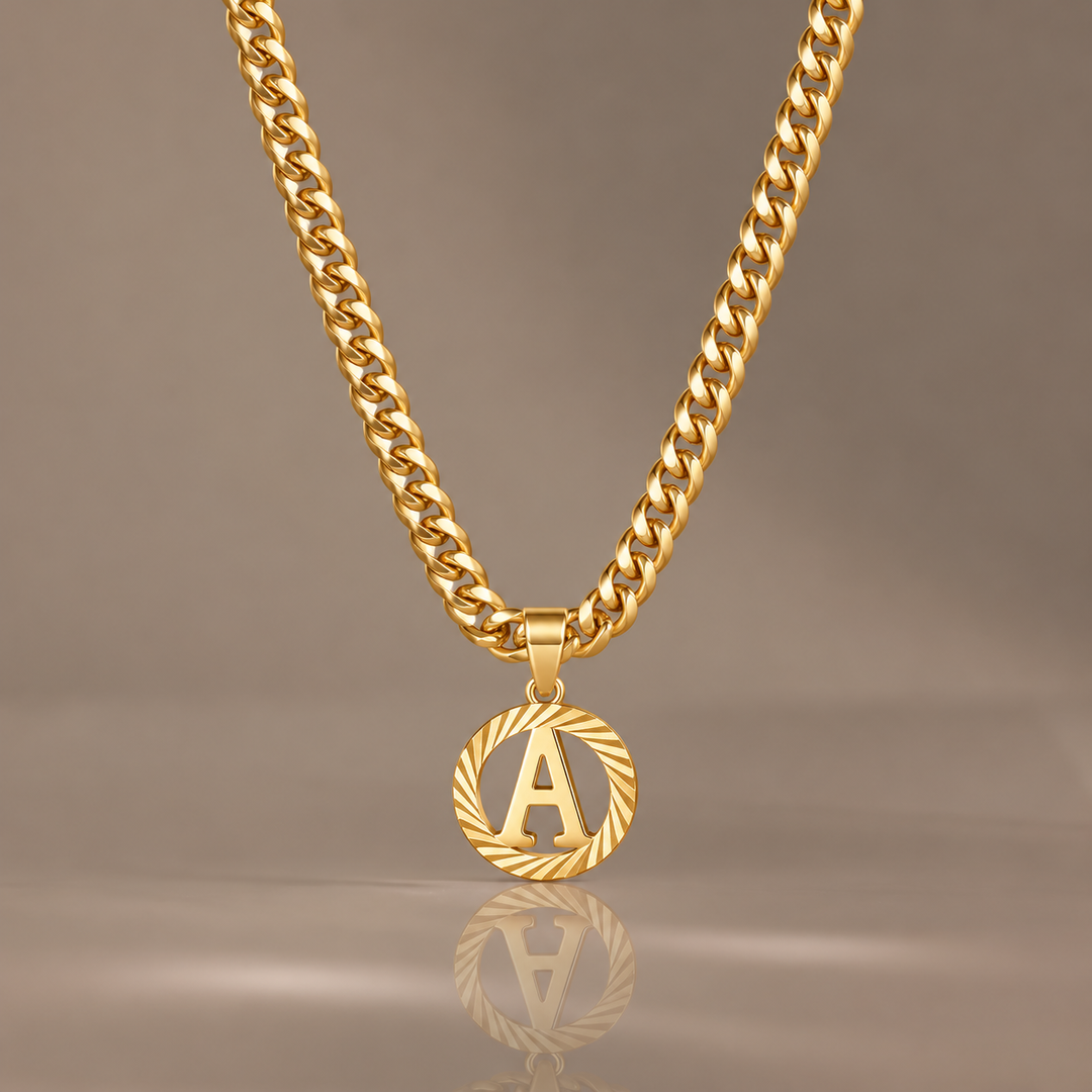 Vintage Initial Medallion Necklace