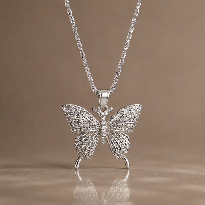 Crystal Butterfly Pendant Necklace