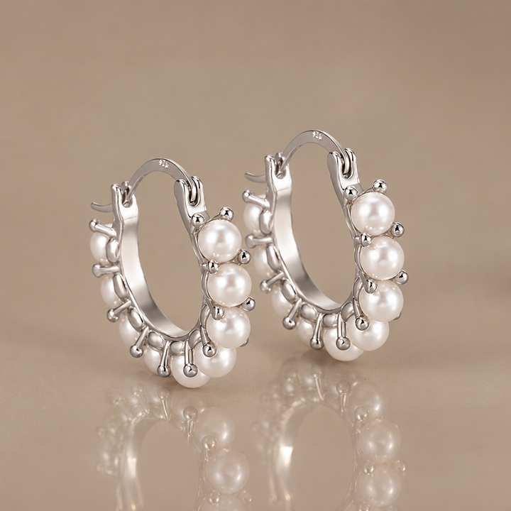 Pearl Charm Hoop Earrings
