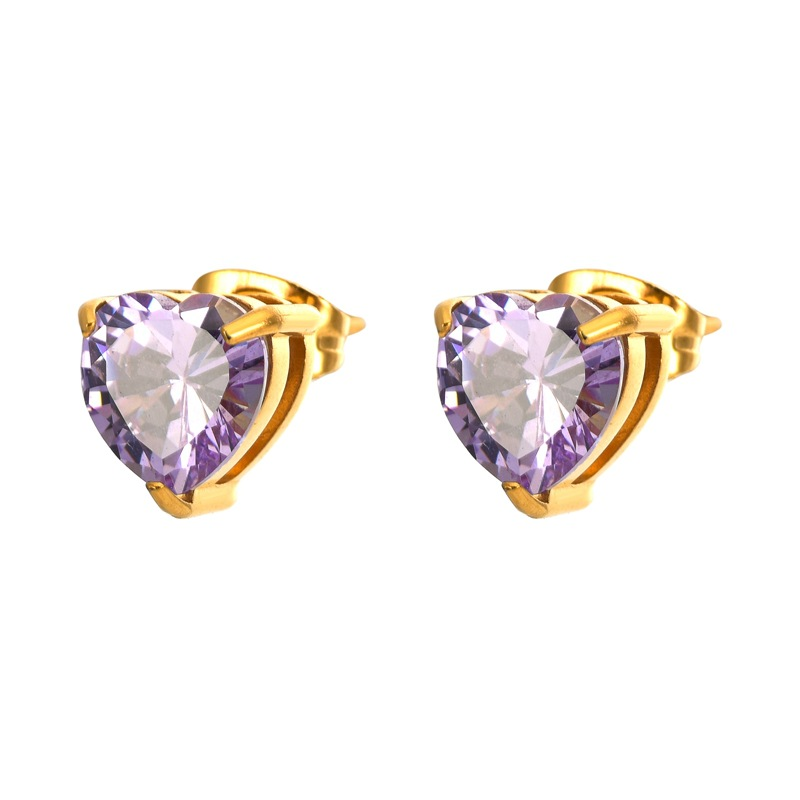 Serene Heart Birthstone Studs
