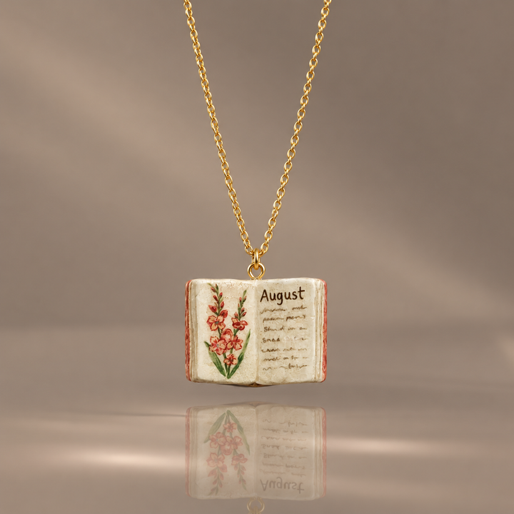 Birth Month Flower Book Necklace