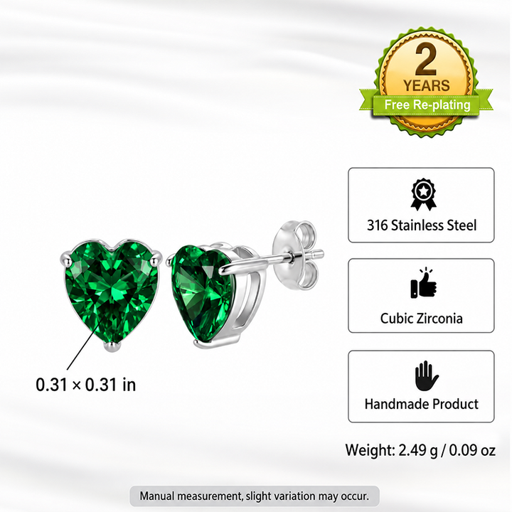 Serene Heart Birthstone Studs