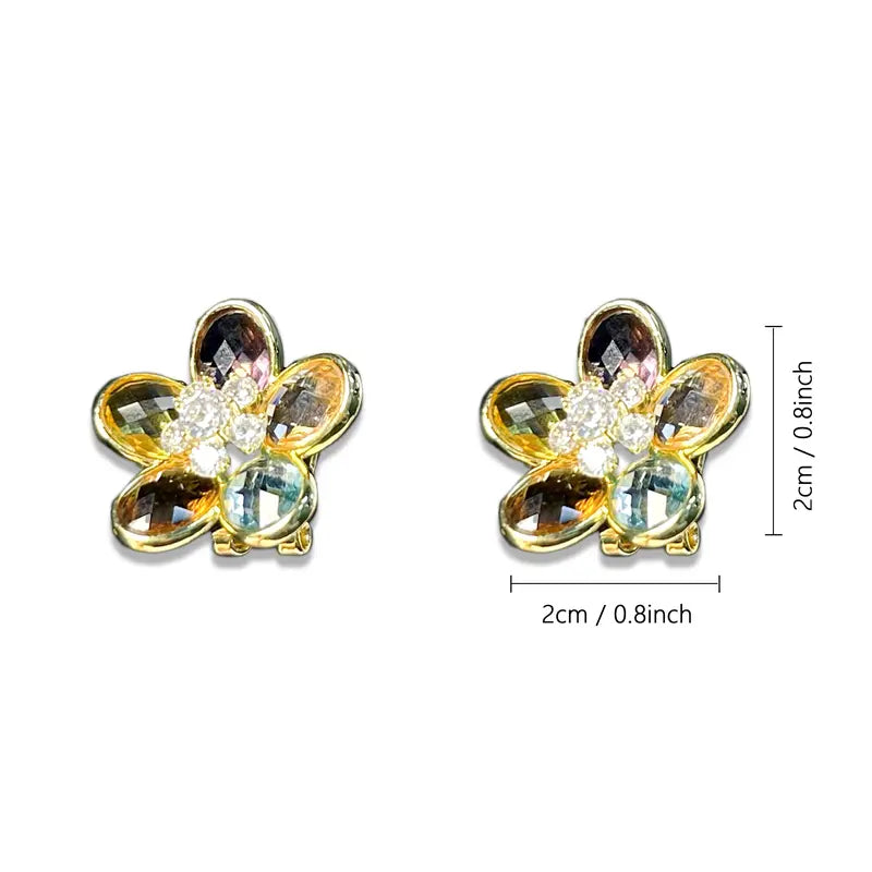 Multicolor Crystal Flower Earrings