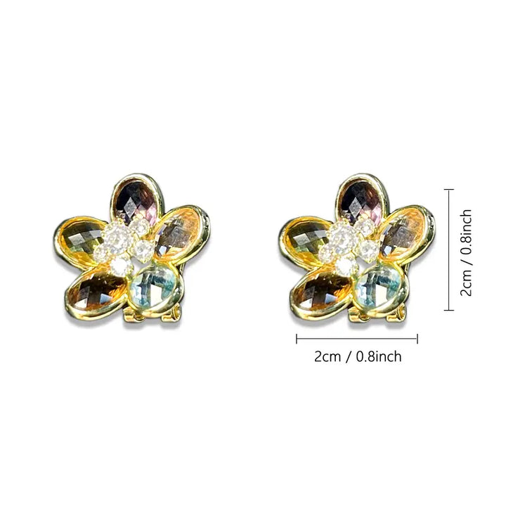 Multicolor Crystal Flower Earrings