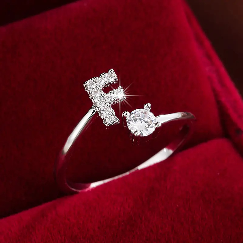 Crystal Letter Ring