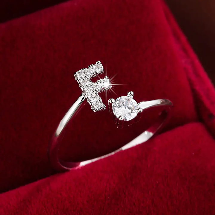 Crystal Letter Ring