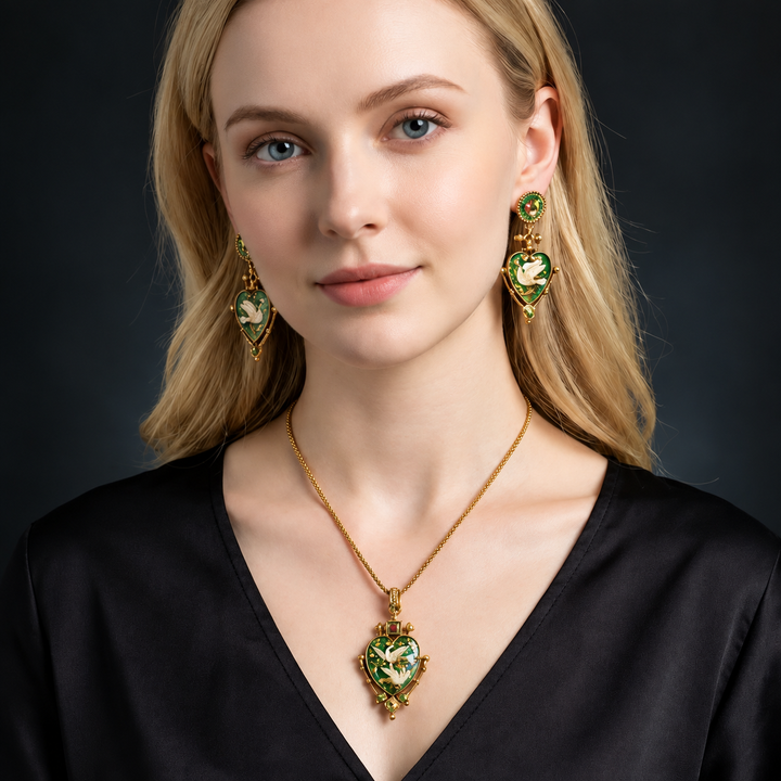 Vintage Dove Heart Jewelry Set