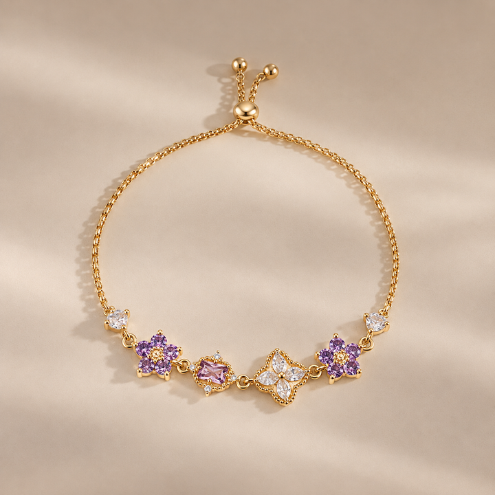 Purple Floral Zircon Bracelet