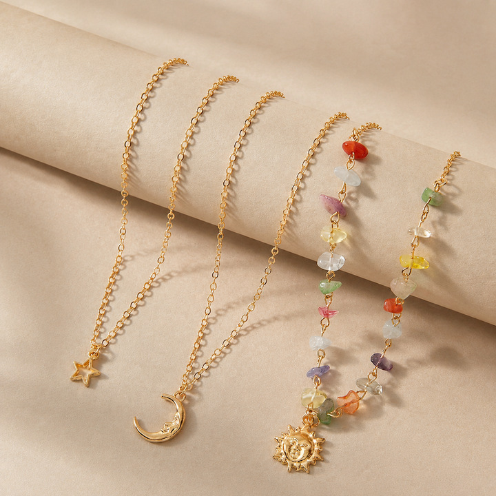 Celestial Layered Gemstone Necklace