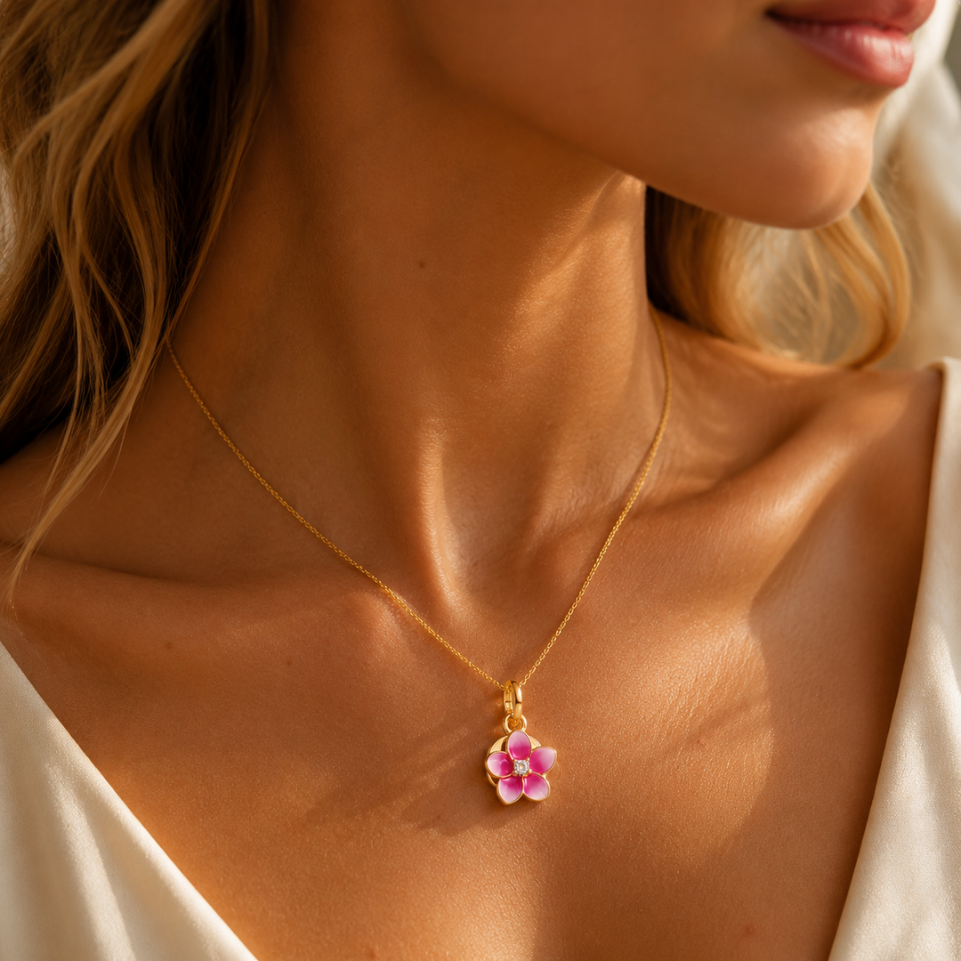 Pink Flower Pendant Necklace