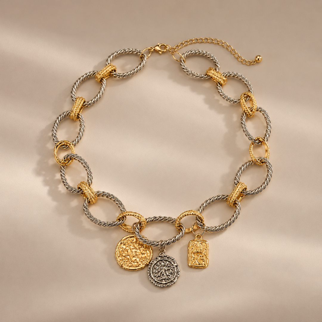 Mixed Metal Charm Necklace
