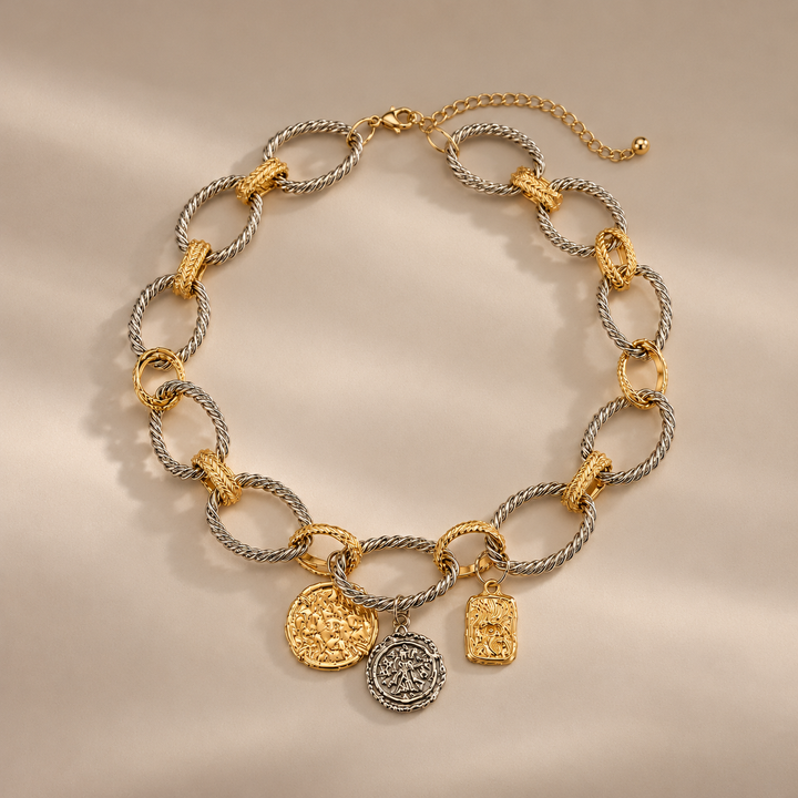 Mixed Metal Charm Necklace