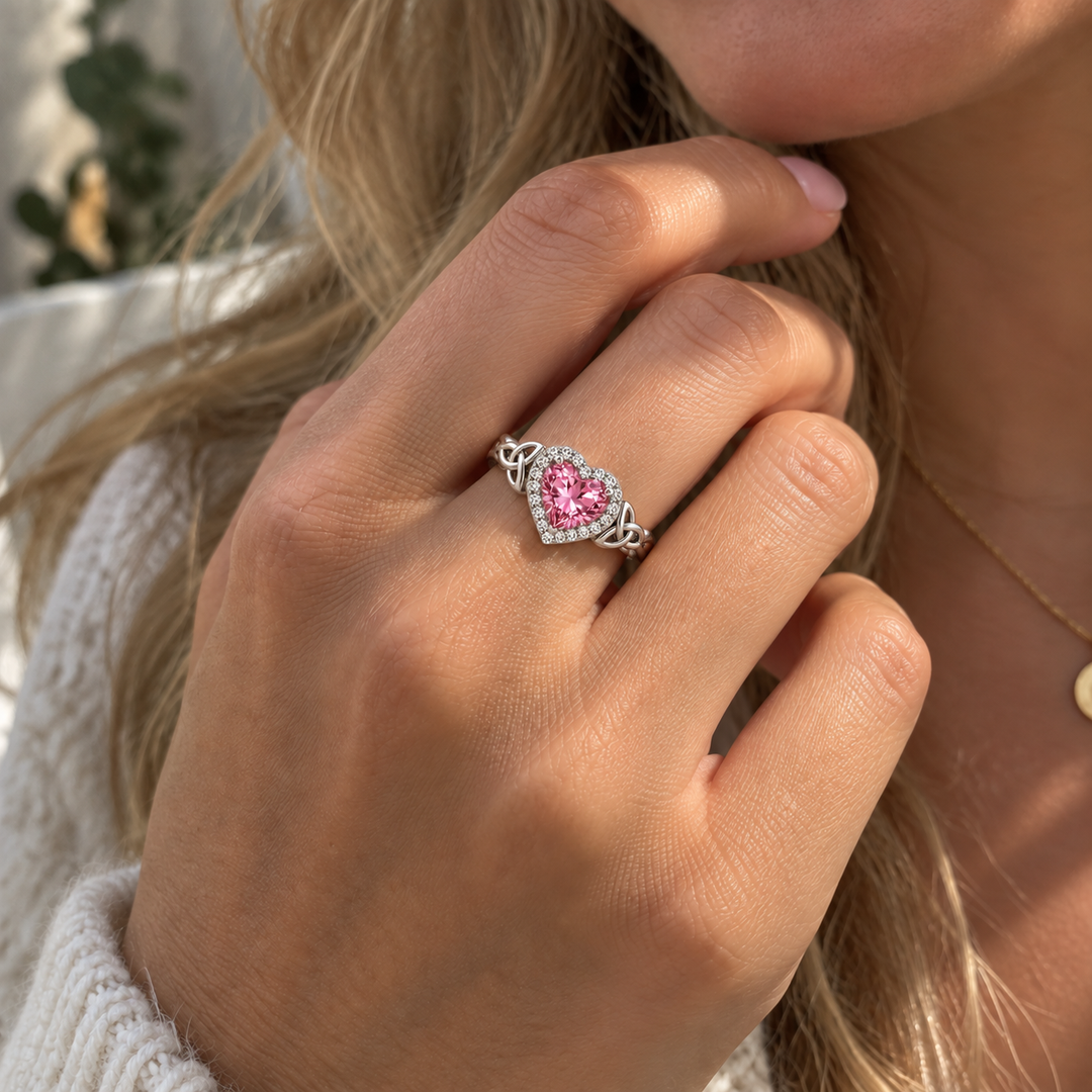 Celtic Knot Heart Zirconia Ring