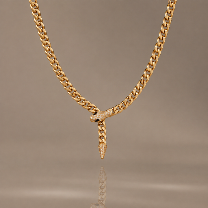 Crystal Snake Pendant Chain Necklace