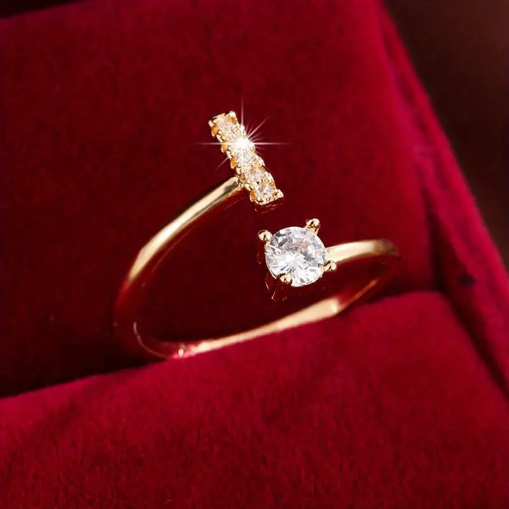 Crystal Letter Ring