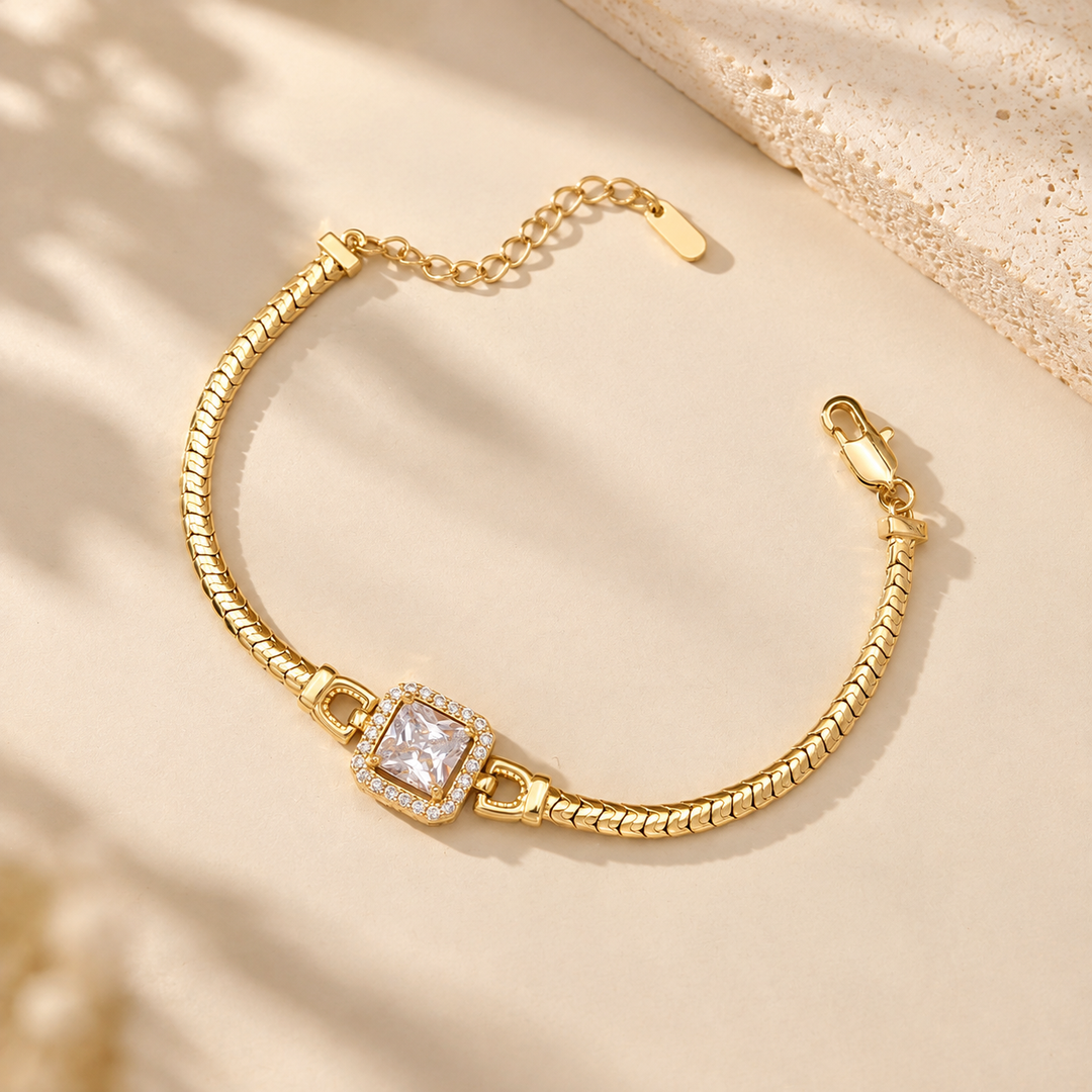 Heart Zircon Snake Chain Bracelet
