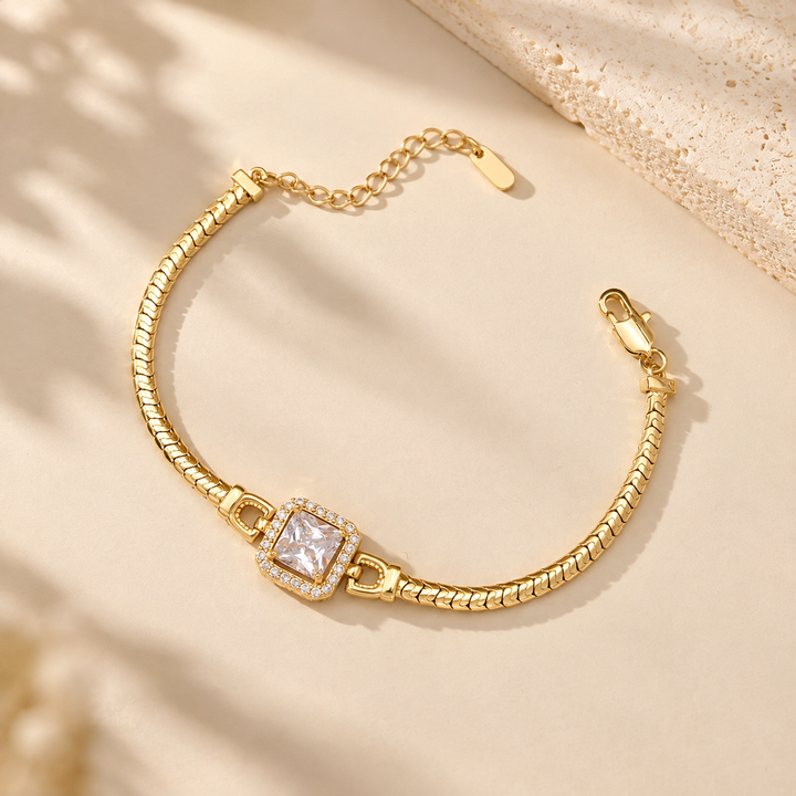 Heart Zircon Snake Chain Bracelet