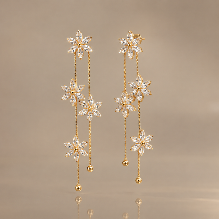 Floral Tassel Drop Earrings