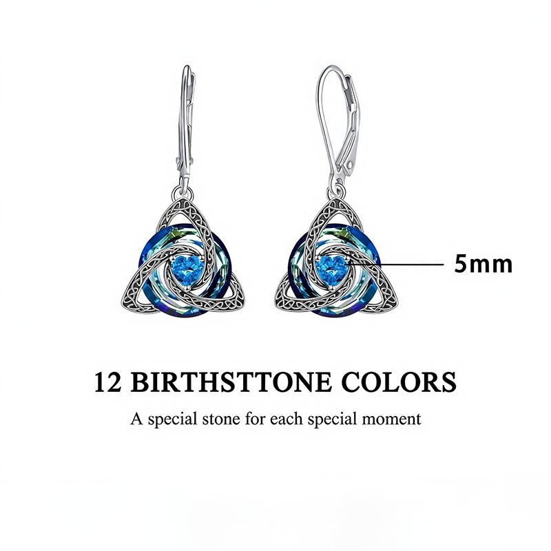 Trinity Knot Birthstone Earrings