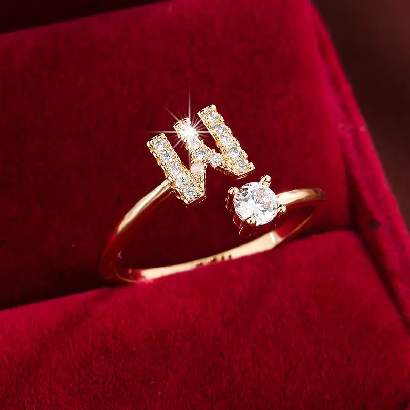 Crystal Letter Ring