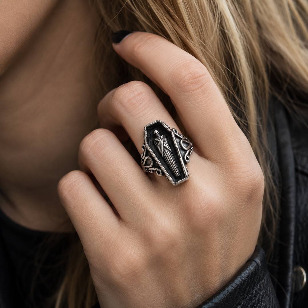Gothic Coffin Figure Ring