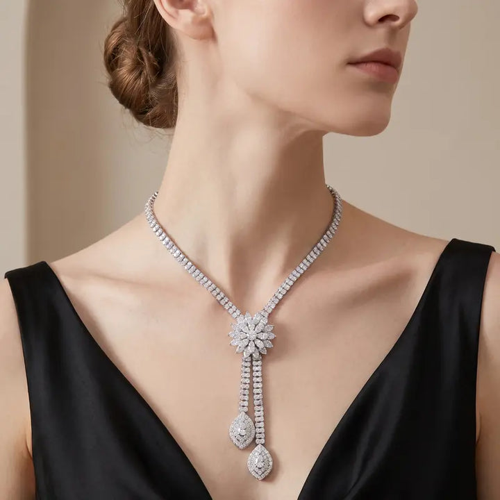 Crystal Flower Zirconia Jewelry Set