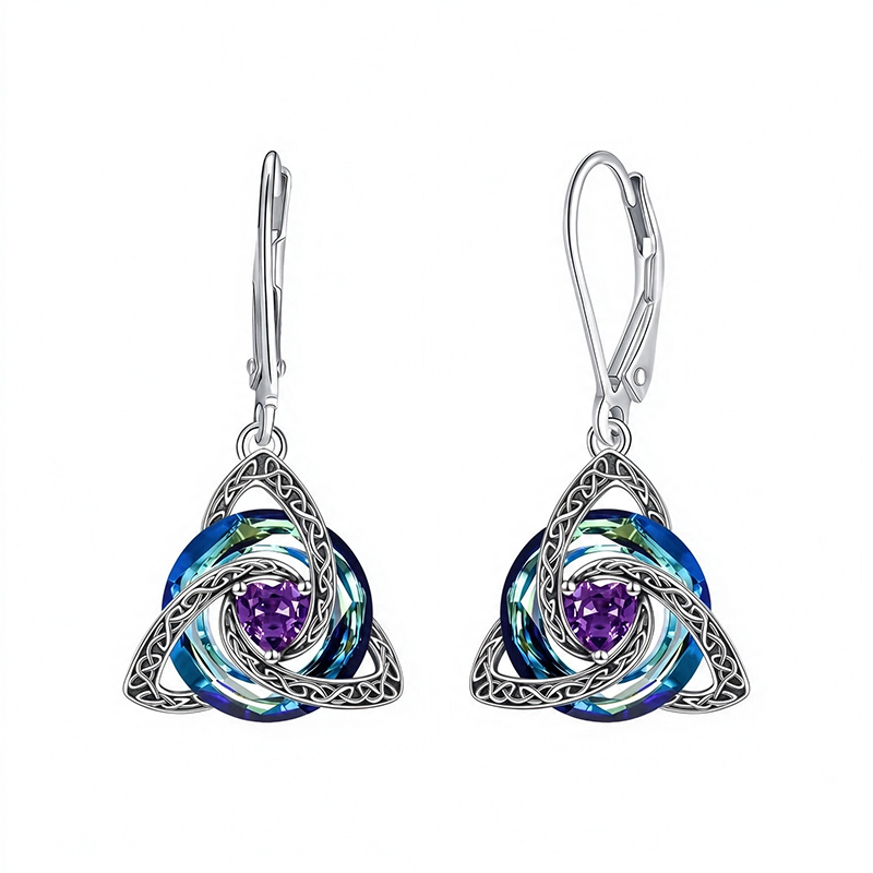 Trinity Knot Birthstone Earrings