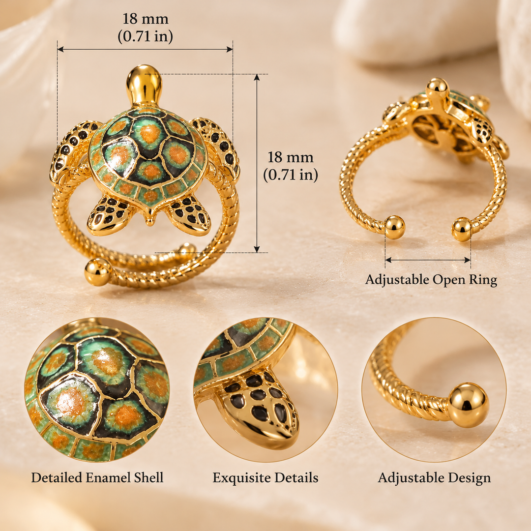 Sea Turtle Enamel Ring