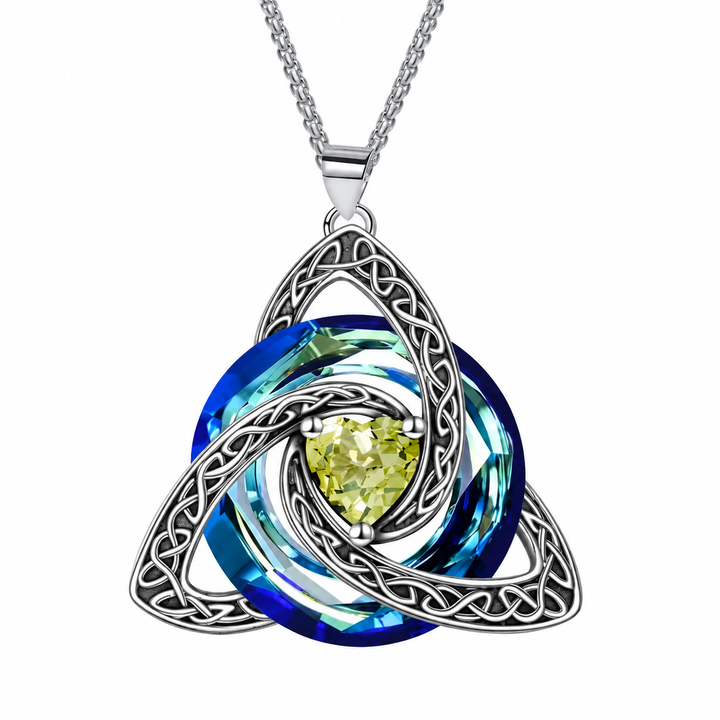 Trinity Knot Birthstone Heart Pendant