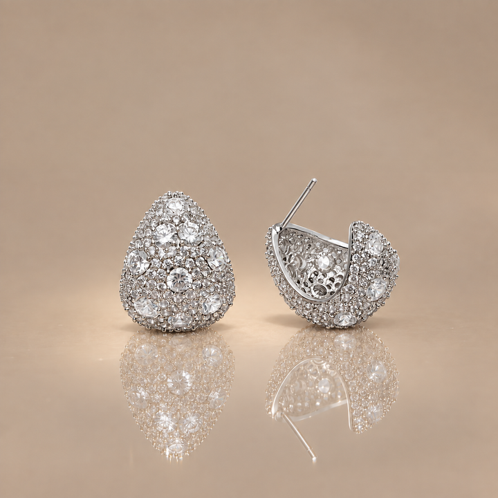 Crystal Pavé Heart Stud Earrings