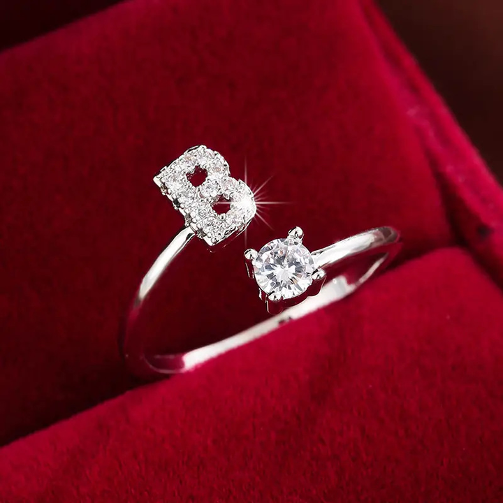 Crystal Letter Ring