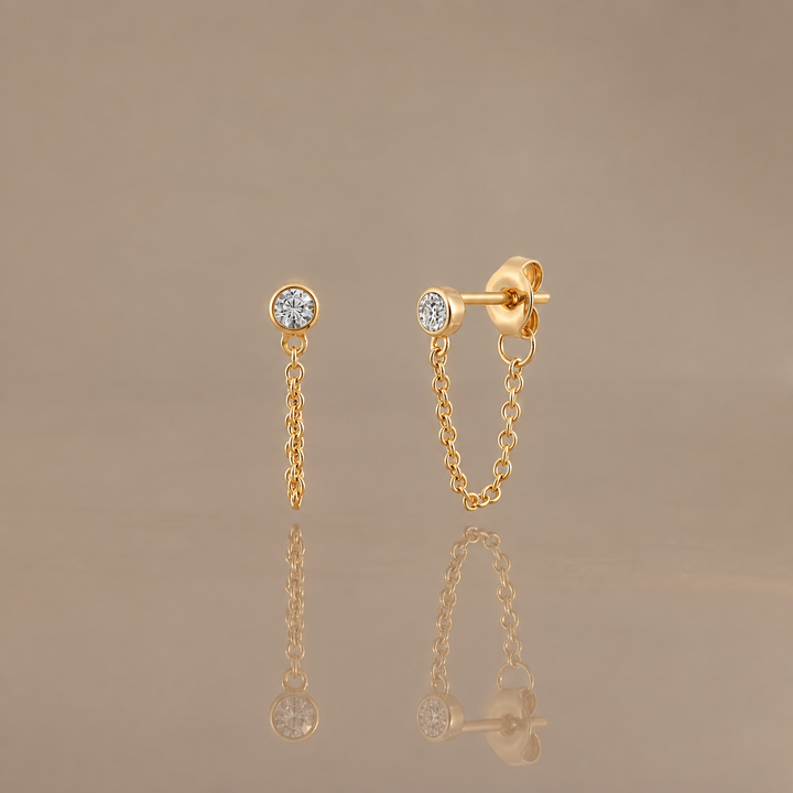 Cubic Zirconia Chain Stud Earrings