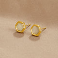 Hexagon Gemstone Stud Earrings