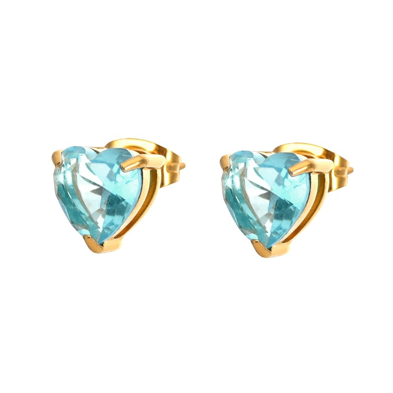 Serene Heart Birthstone Studs