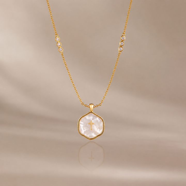 Minimalist Hexagon Cross Necklace