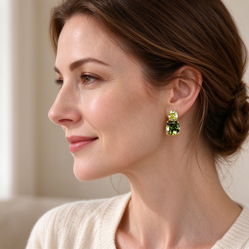 Verdant Duo Peridot Stud Earrings