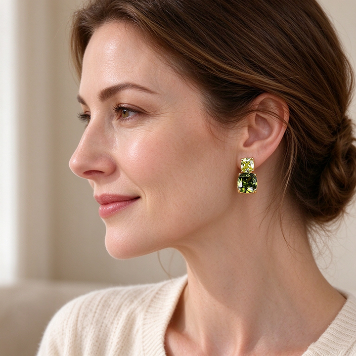 Verdant Duo Peridot Stud Earrings