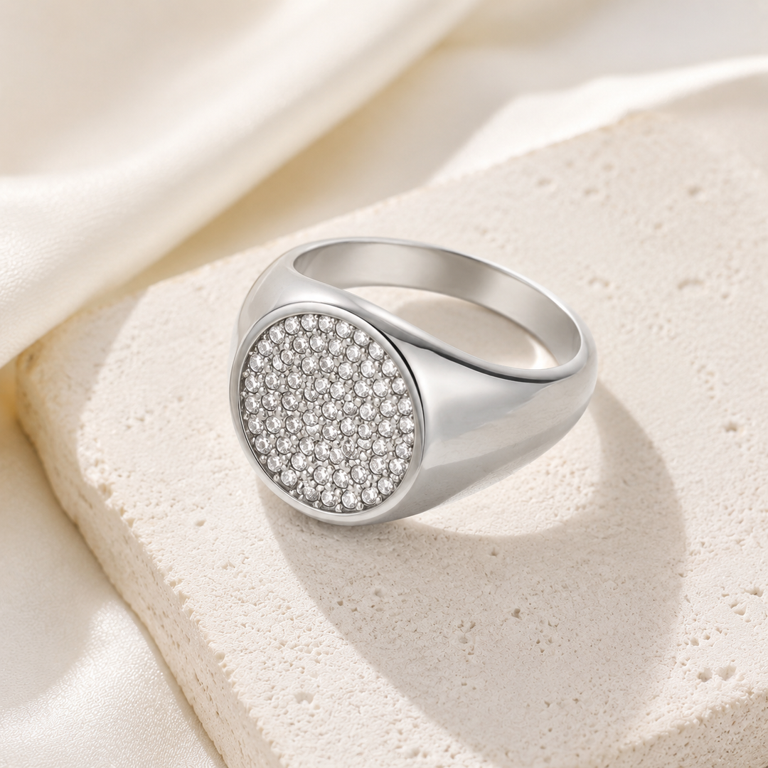 Zircon Pavé Signet Ring