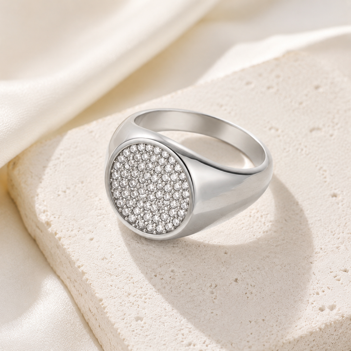 Zircon Pavé Signet Ring