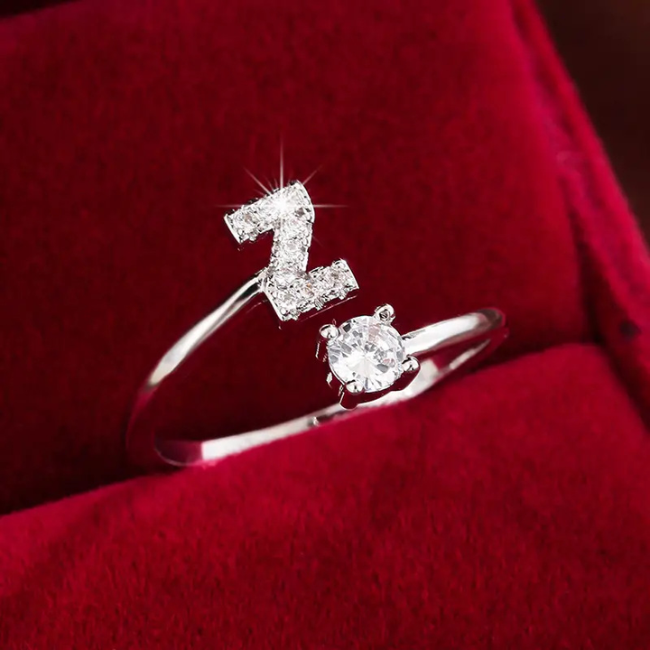 Crystal Letter Ring