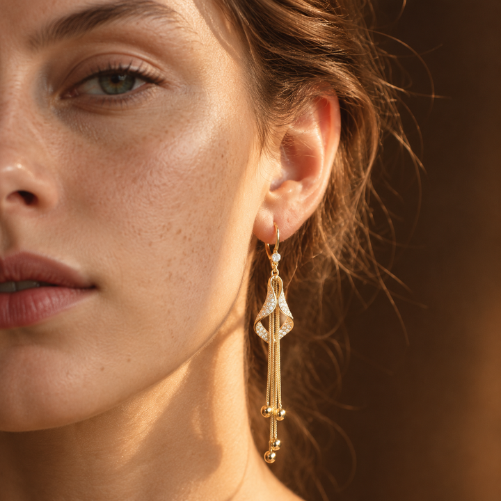 Celeste Crystal Tassel Drop Earrings