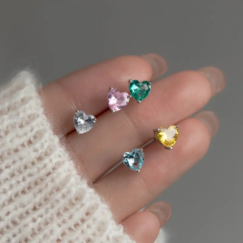 Serene Heart Birthstone Studs