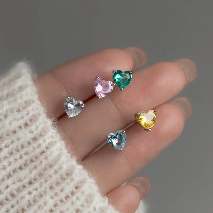 Serene Heart Birthstone Studs