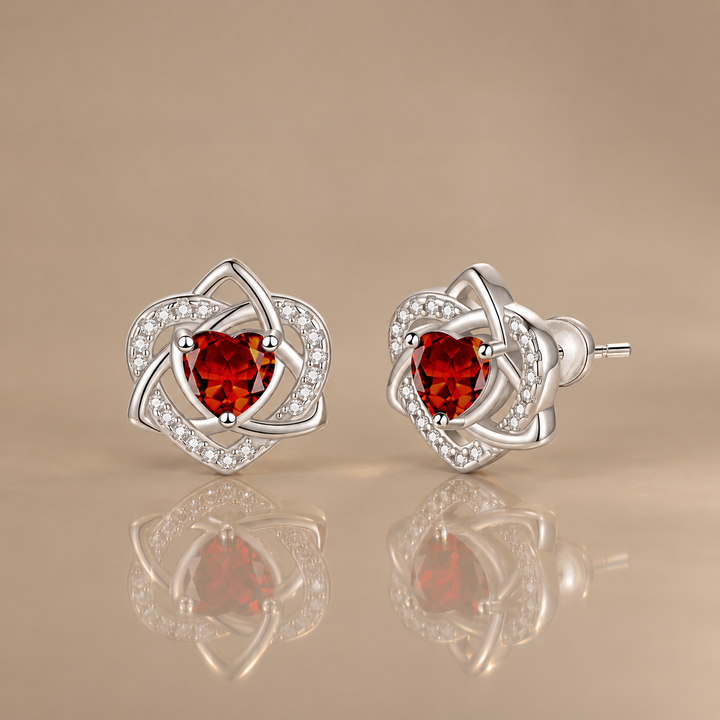 Heart Celtic Knot Birthstone Stud Earrings