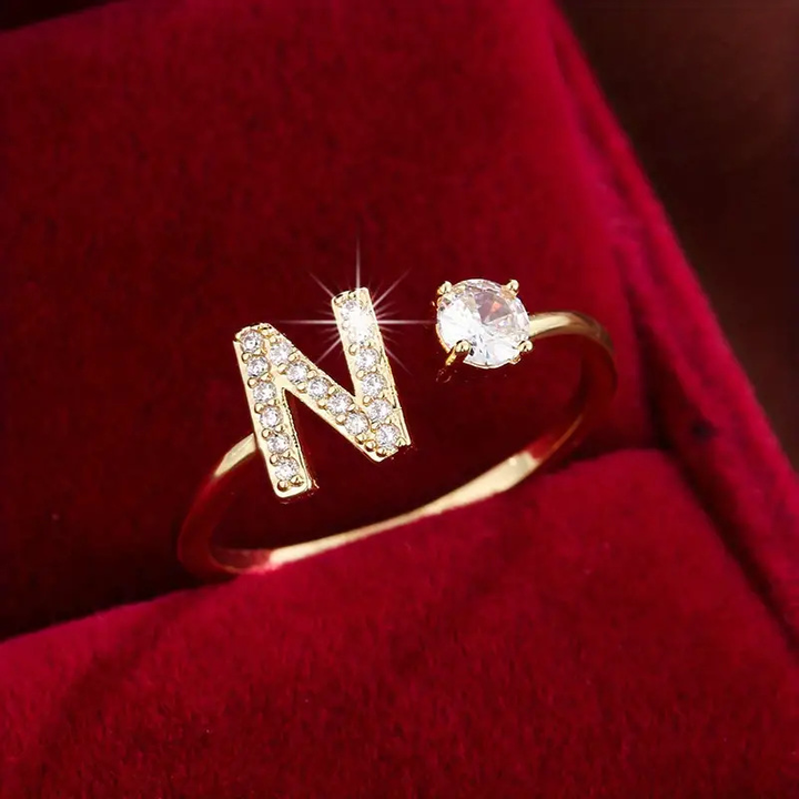 Crystal Letter Ring