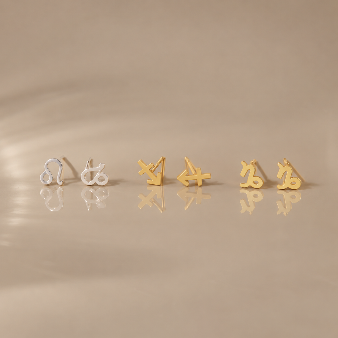 Zodiac Minimal Symbol Stud Earrings