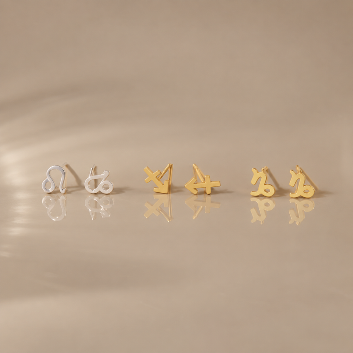 Zodiac Minimal Symbol Stud Earrings