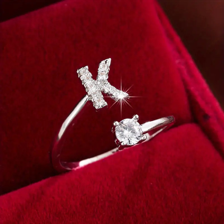 Crystal Letter Ring